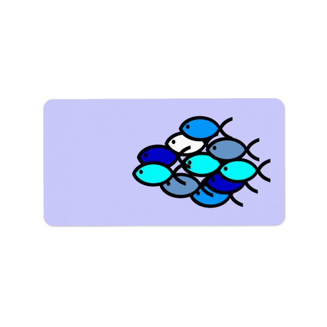 School of Christian Fish Symbols - Blue - Label (Front)