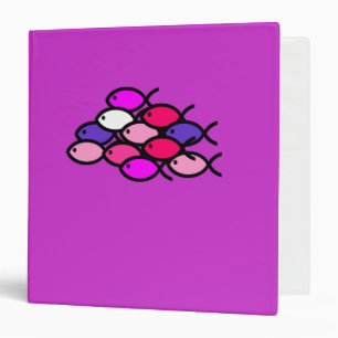 School of Christian Fish Symbols - Pink 3 Ring Binder