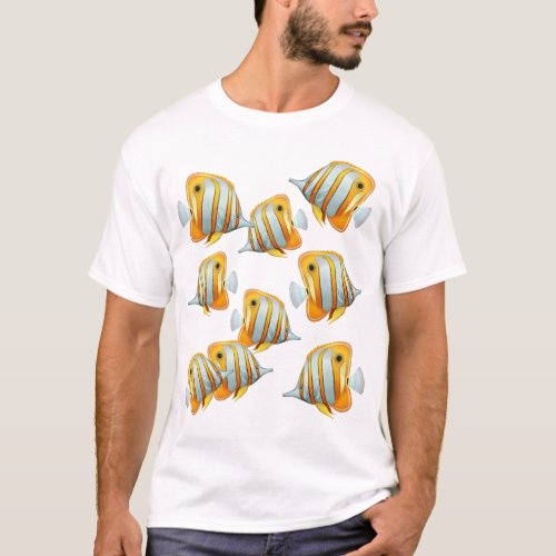 School of Copperband Butterfly Fish T_Shirt
