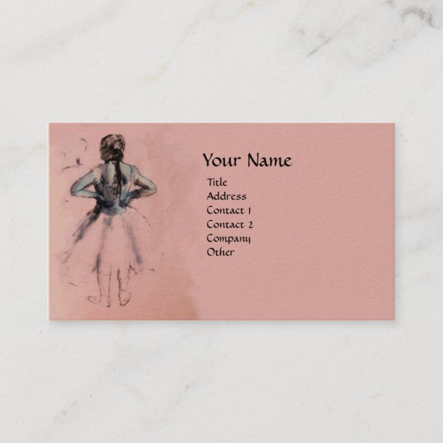 SCHOOL OF DANCE ,BALLERINA  BALLET DANCER IN PINK BUSINESS CARD (Front)