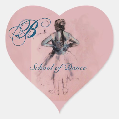 SCHOOL OF DANCE BALLERINA  BALLET DANCER MONOGRAM HEART STICKER