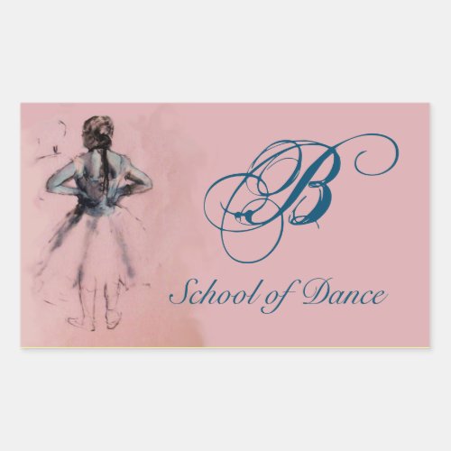 SCHOOL OF DANCE BALLERINA  BALLET DANCER MONOGRAM RECTANGULAR STICKER
