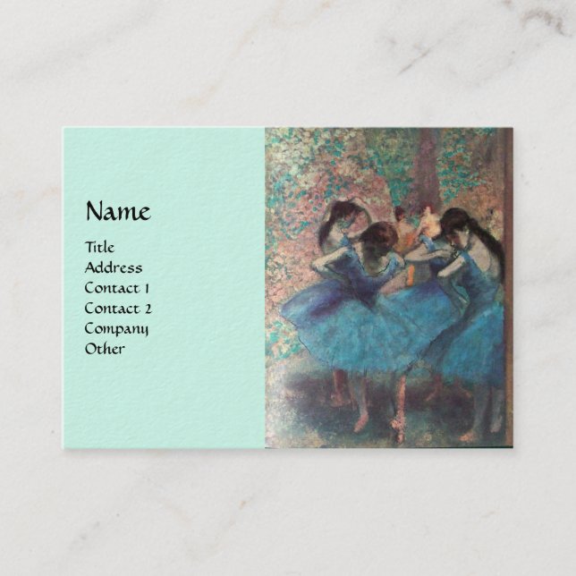 SCHOOL OF DANCE ,BALLERINA  BALLET DANCERS IN BLUE BUSINESS CARD (Front)