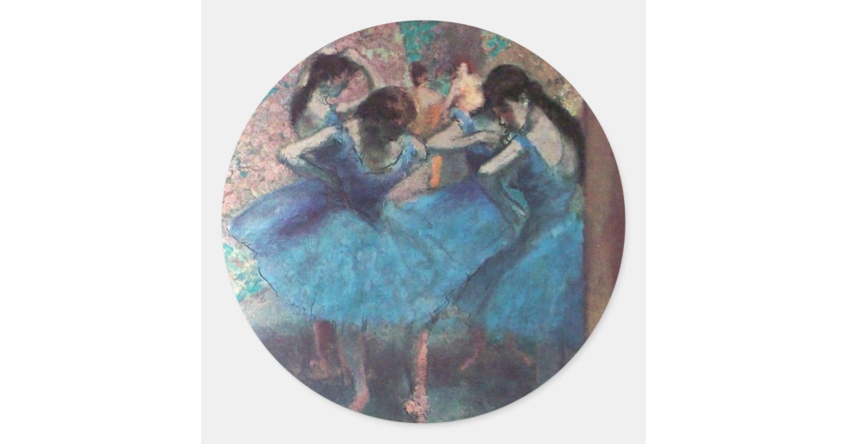 SCHOOL OF DANCE ,BALLERINA BALLET DANCERS IN BLUE CLASSIC ROUND STICKER ...