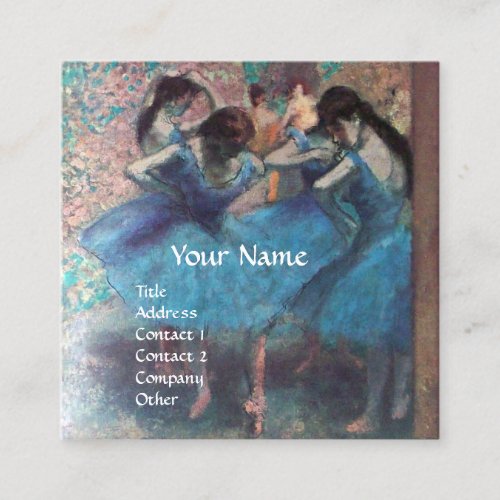 SCHOOL OF DANCE BALLERINABALLET DANCERS IN BLUE SQUARE BUSINESS CARD