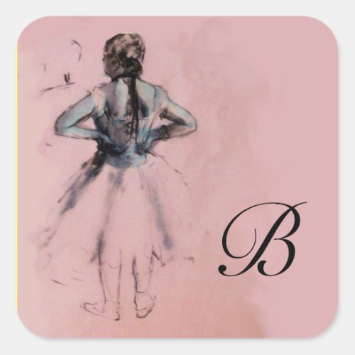 SCHOOL OF DANCE  BALLERINA PINK BALLET DANCER SQUARE STICKER