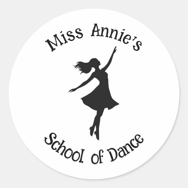 School of Dance Dancer Silhouette Customizable Classic Round Sticker (Front)