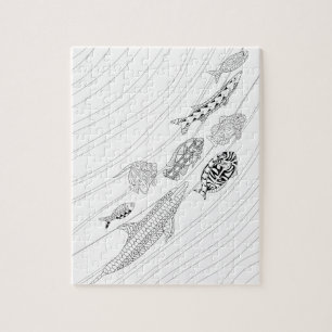School Of Fish Adult Coloring Puzzle