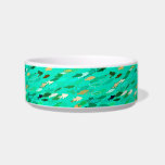 School of Fish, Aqua, Green and Gold Bowl<br><div class="desc">School of fish in an aquamarine green ocean - shades of green,  aqua,  gold and white</div>