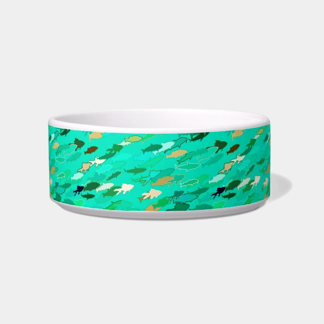 School of Fish, Aqua, Green and Gold Bowl (Left)