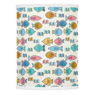 School of fish block prints lamp shade