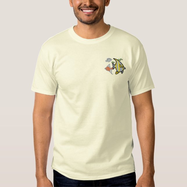 School Of Fish Embroidered T-Shirt (Front)