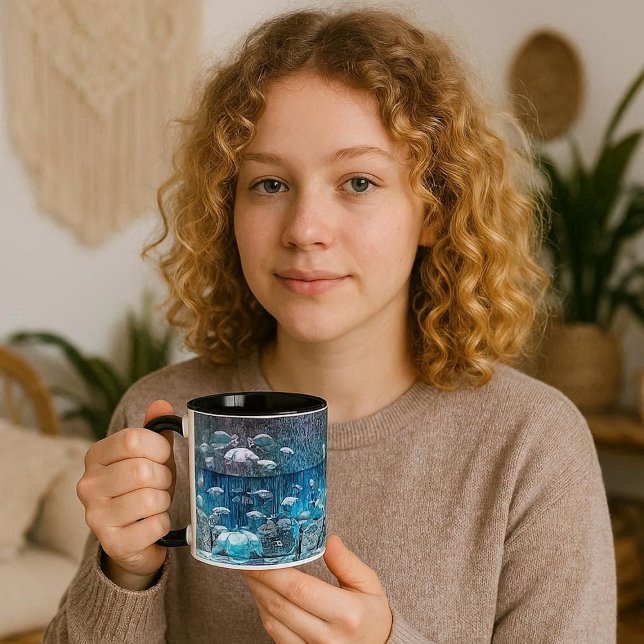School of Fish in Ocean Rocks Mug Coastal Blue Mug (School of Fish in Ocean Rocks Mug Coastal Blue Mug)
