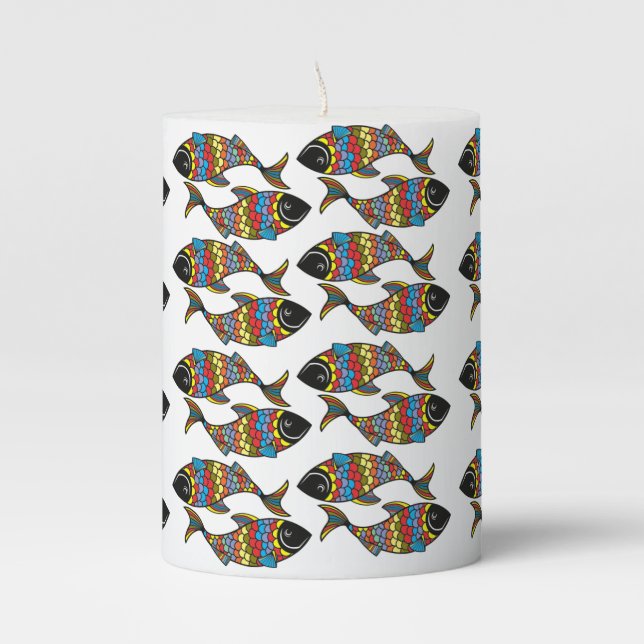 School of Fish Pillar Candle (Front)