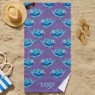School of fish purple beach towel