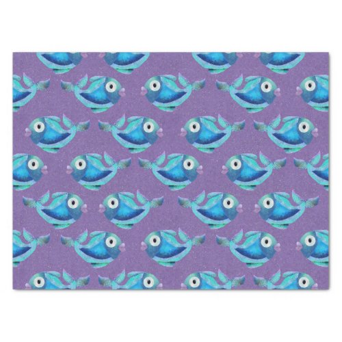 School of fish purple  tissue paper