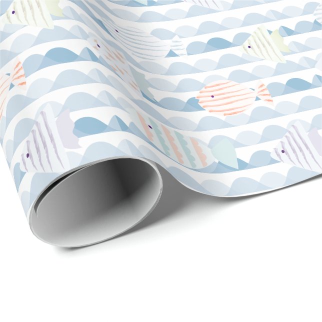 School of Fish Under the Sea White Birthday  Wrapping Paper (Roll Corner)