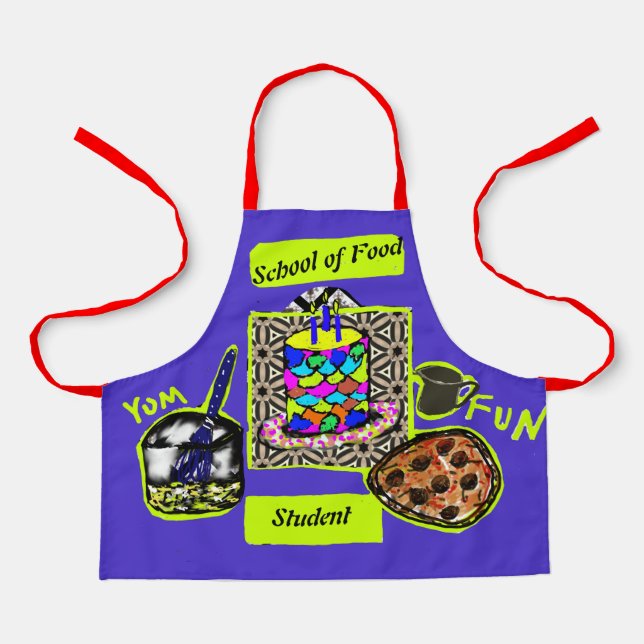 School of Food Colorful Fun Kids Cooking Chef Apron (Front)