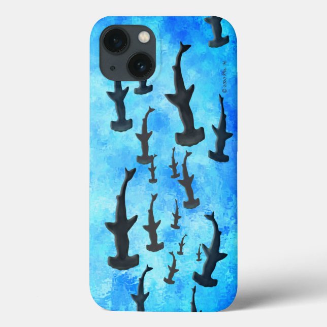 School of Hammerhead Sharks in Silhouette Case-Mate iPhone Case (Back)