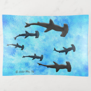 School of Hammerhead Sharks in Silhouette Trinket Tray