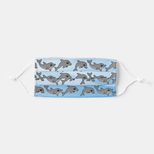 School of Jumping Bottlenose Dolphins Adult Cloth Face Mask (Front, Folded)