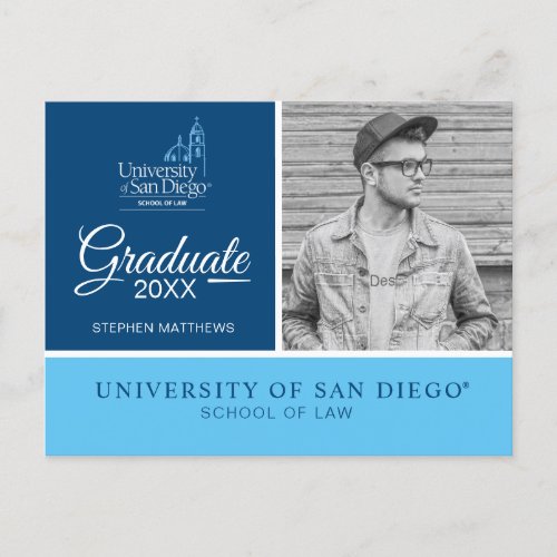 School of Law  Graduation Announcement Postcard