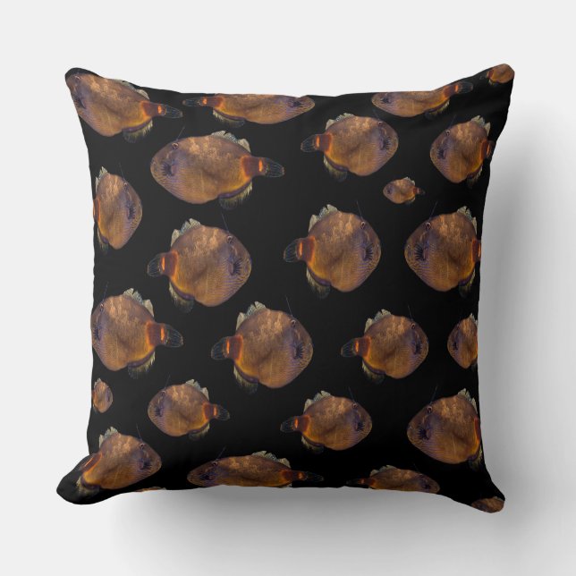 School Of Leatherjacket Fish, Throw Pillow (Front)