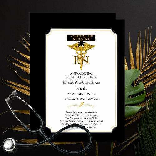 School of Nursing Nurse RN Graduation Invitation