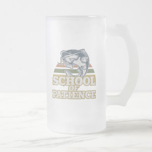 School of Patience Fishing Club Frosted Glass Beer Mug
