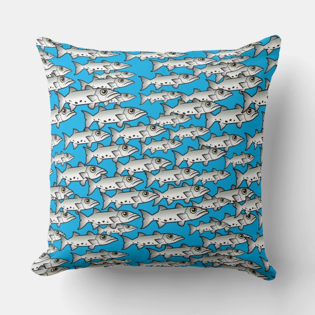 School of Scubadorable Great Barracuda Throw Pillow (Front)