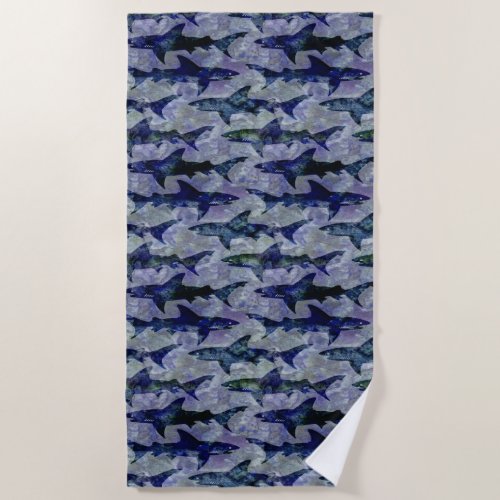 School of Sharks Beach Party Beach Towel