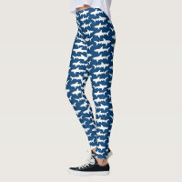 School of Sharks Blue and White Ocean Leggings