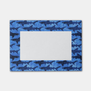 School of Sharks Blue Pattern Post-it Notes