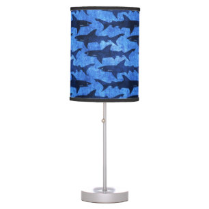 School of Sharks Blue Pattern Table Lamp