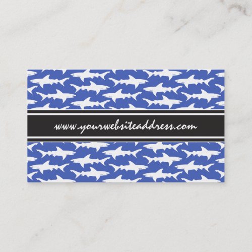 School of Sharks Funny Blue and White Business Card