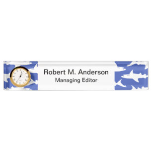 School of Sharks Funny Blue and White Name Plate