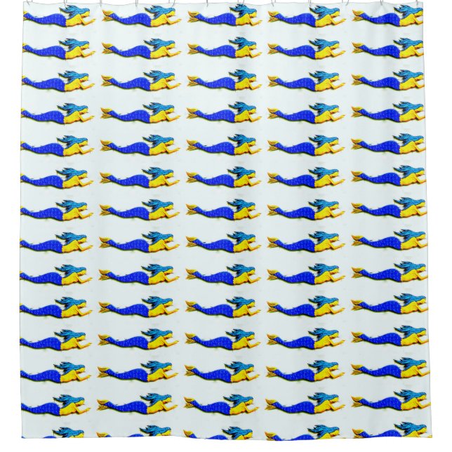 school of swimming blue-tailed  mermaids pattern shower curtain (Front)