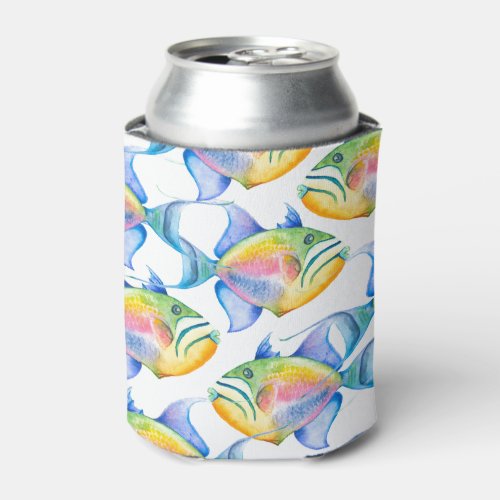 School of Tropical Fish Colorful Can Cooler