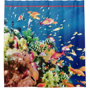 School of Tropical Fish in Ocean Reef Shower Curtain