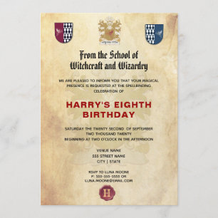 School of Witches and Wizards Birthday Party Invitation