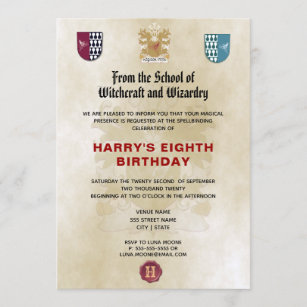 School of Witches and Wizards Birthday Party Invitation