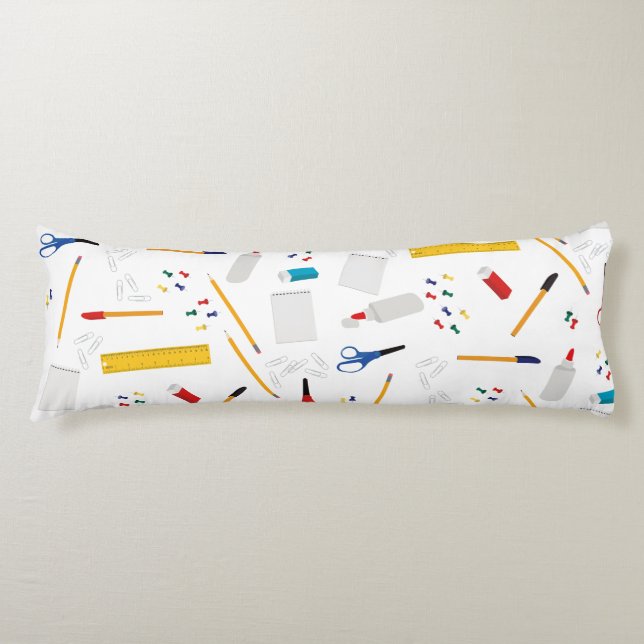 School Office & Crafts Supplies Pattern Body Pillow (Front)