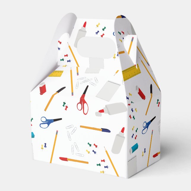 School Office & Crafts Supplies Pattern Favor Boxes (Front Side)