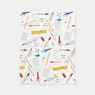 School Office & Crafts Supplies Pattern Fleece Blanket