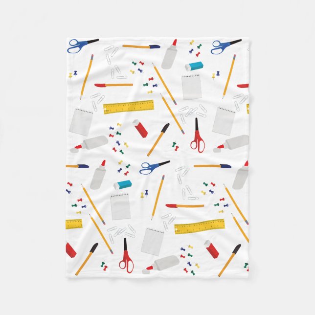 School Office & Crafts Supplies Pattern Fleece Blanket (Front)