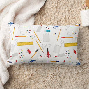 School Office & Crafts Supplies Pattern Lumbar Pillow