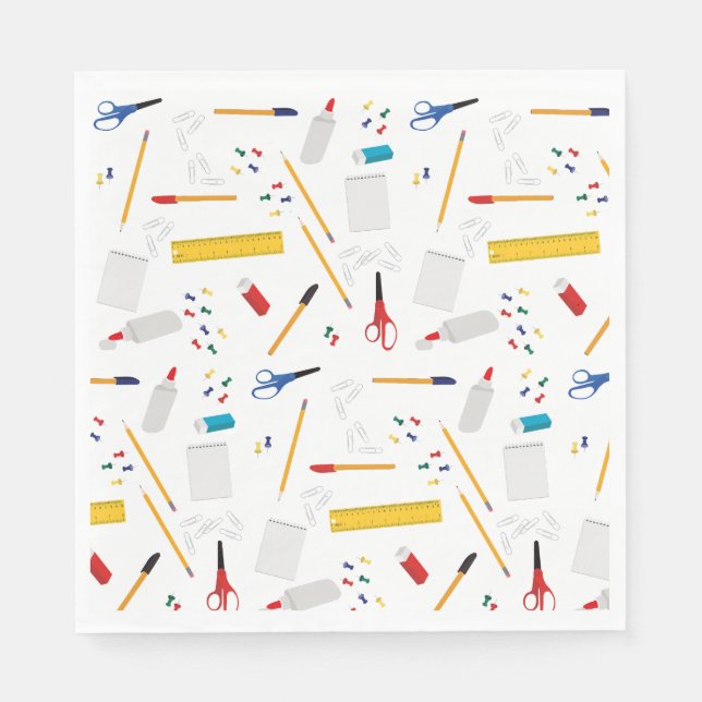 School Office & Crafts Supplies Pattern Napkins (Front)