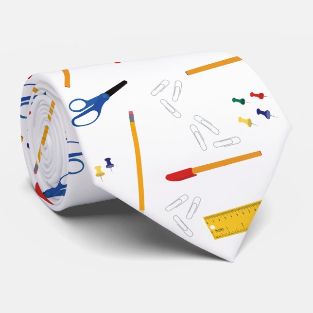 School Office & Crafts Supplies Pattern Neck Tie (Rolled)