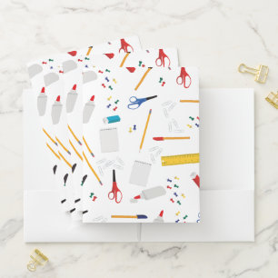 School Office & Crafts Supplies Pattern Pocket Folder