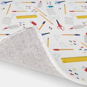 School Office & Crafts Supplies Pattern Rug